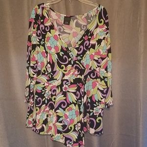 JTB Woman 2x Surplice Wrap Top Floral